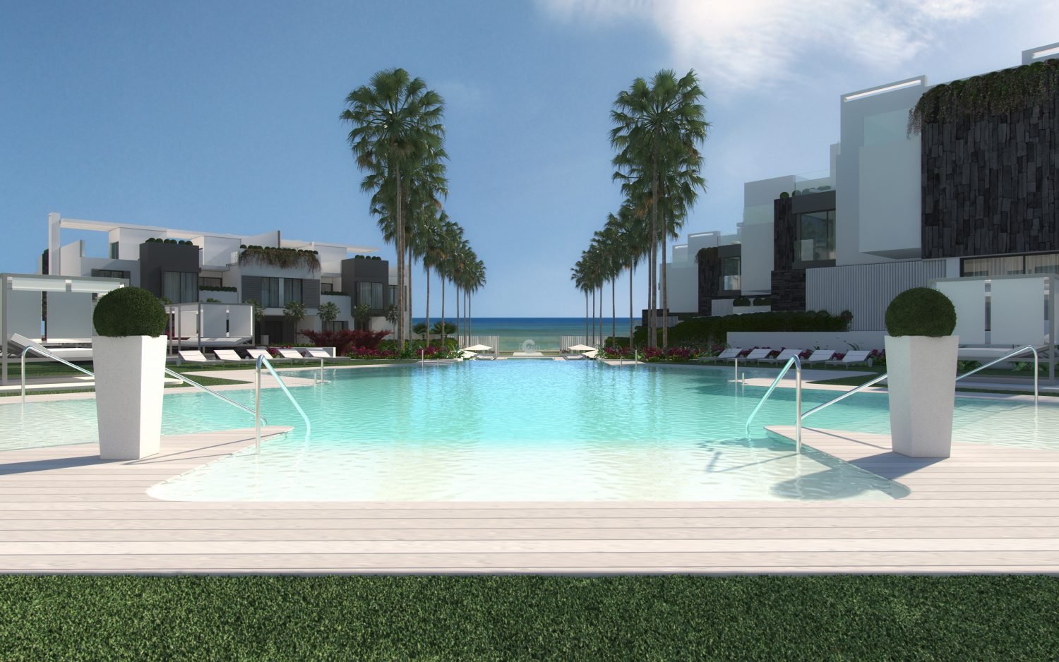 Luxury Townhouses in Estepona, first line beach