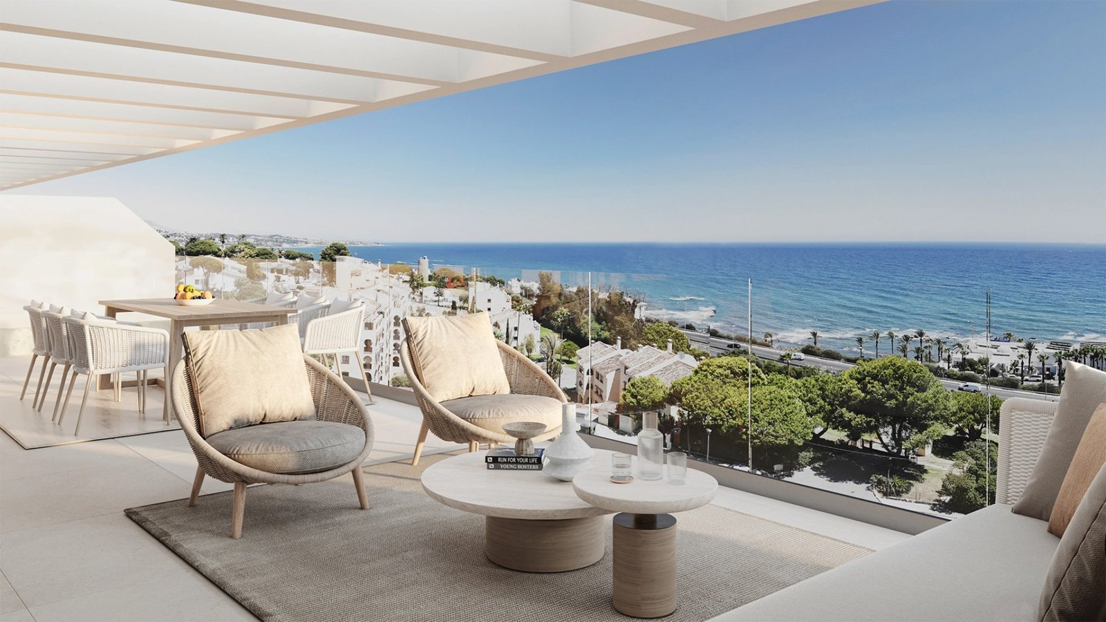 Furnished terrace with panoramic sea views at Arosa, La Cala de Mijas