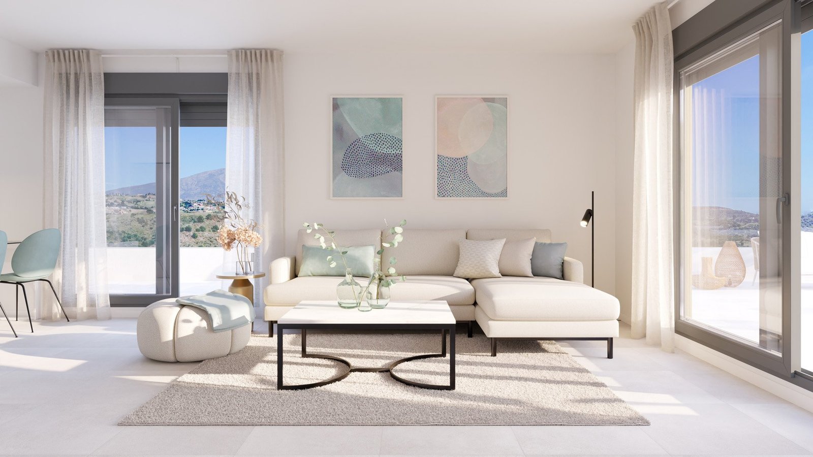Living room opening onto the terrace with sea views at Cala Swing Mijas, Calanova Golf