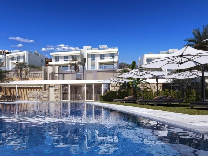 Communal saltwater pool and houses at Calanova Homes, Mijas
