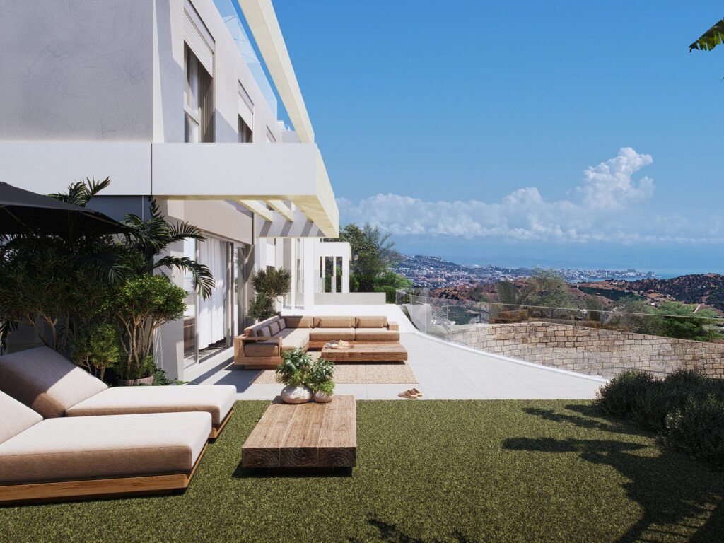 Terrace and private garden facing the sea at Calanova Homes, Mijas