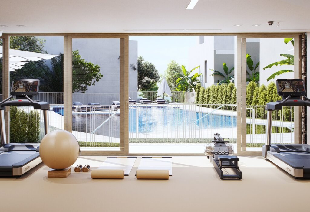 Communal gym in the amenities building at Calanova Homes, Mijas