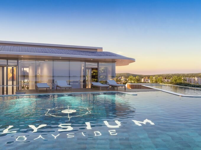 Rooftop infinity pool overlooking the bay at Elysium Bayside, Gibraltar