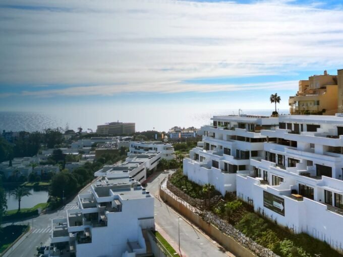 Aerial view of the complex above Calanova Golf at Navigolf Suites, La Cala de Mijas