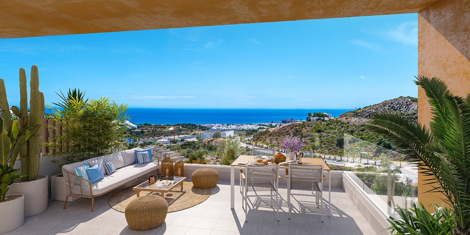Private terrace with open sea views at Cala Serena Sun, La Cala de Mijas