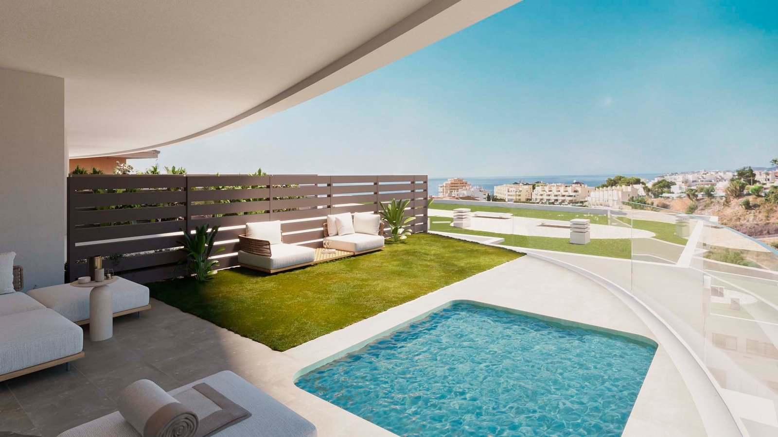 Private garden with optional plunge pool and sea views at Korall Residences, Fuengirola
