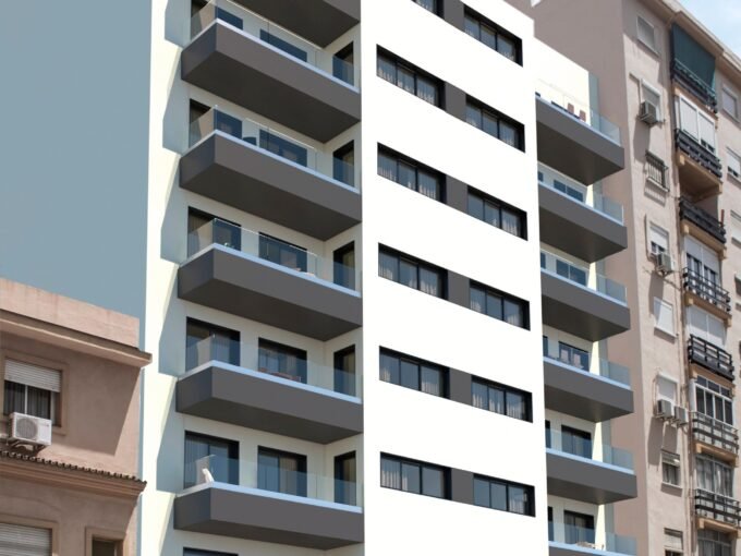 Facade of Metropolitan Homes on Calle Eugenio Gross in Malaga