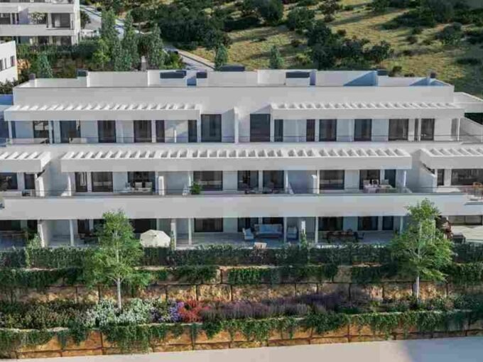 Aerial view of the low-rise residential blocks at Camarate Hills, Casares
