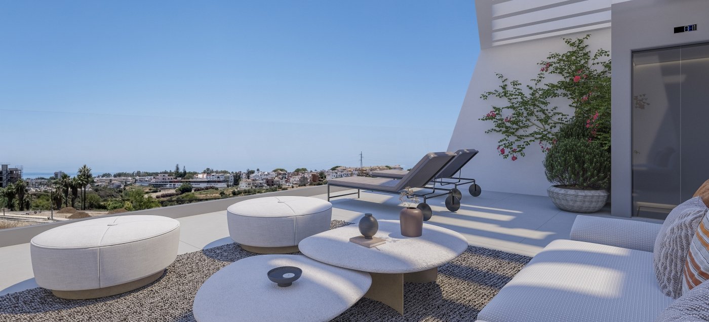 Rooftop solarium with sea views at Eleven41, Estepona